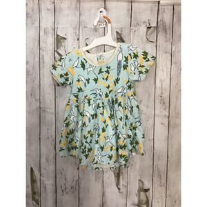 Apple Park organic cotton dress w/ blue/yellow bird floral print18-24 months